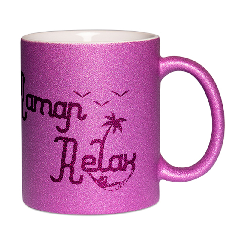 Mug à paillettes violet Maman Relax