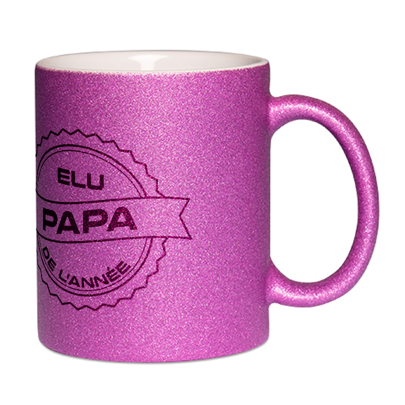 Mug à paillettes violet Papa de l'année 