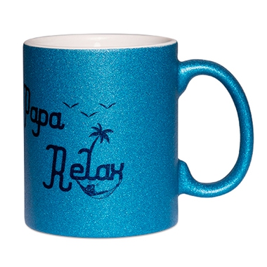 Mug à paillettes bleu papa relax Mug à paillettes bleu papa relax