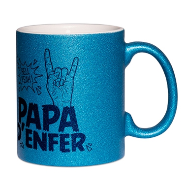 Mug à paillettes bleu papa d'enfer Mug à paillettes bleu papa d'enfer