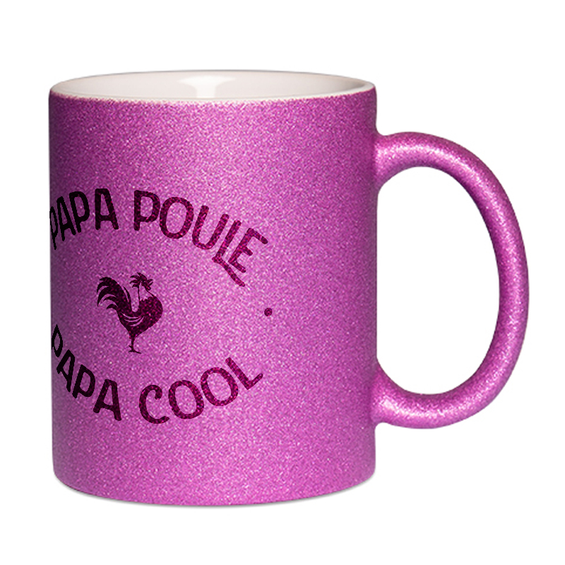 Mug à paillettes violet papa poule cool