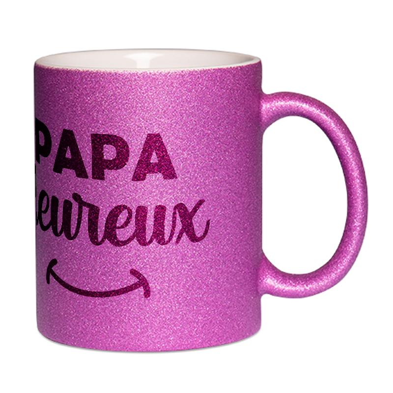 Mug à paillettes violet papa heureux