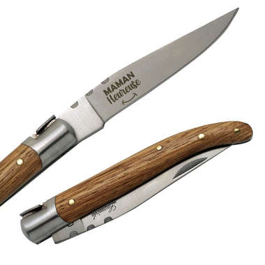 Couteau Laguiole frêne exotique Maman heureuse Couteau Laguiole frêne exotique Maman heureuse