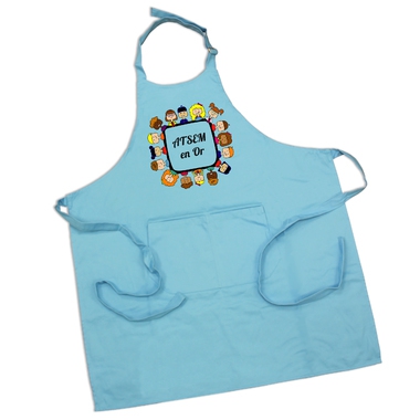 Tablier turquoise ATSEM en or Tablier turquoise ATSEM en or