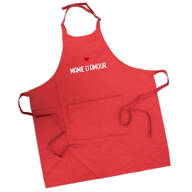 Tablier rouge Mamie d'amour Tablier rouge Mamie d'amour