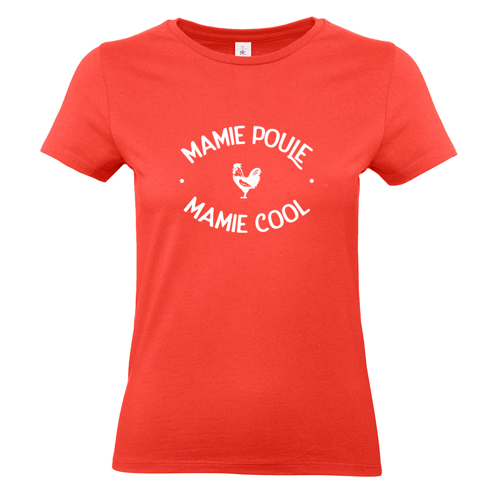 T-shirt corail Mamie Poule Mamie Cool