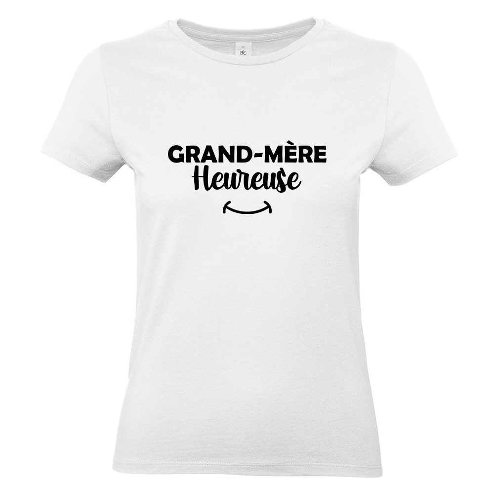 T-shirt blanc Grand-mère heureuse