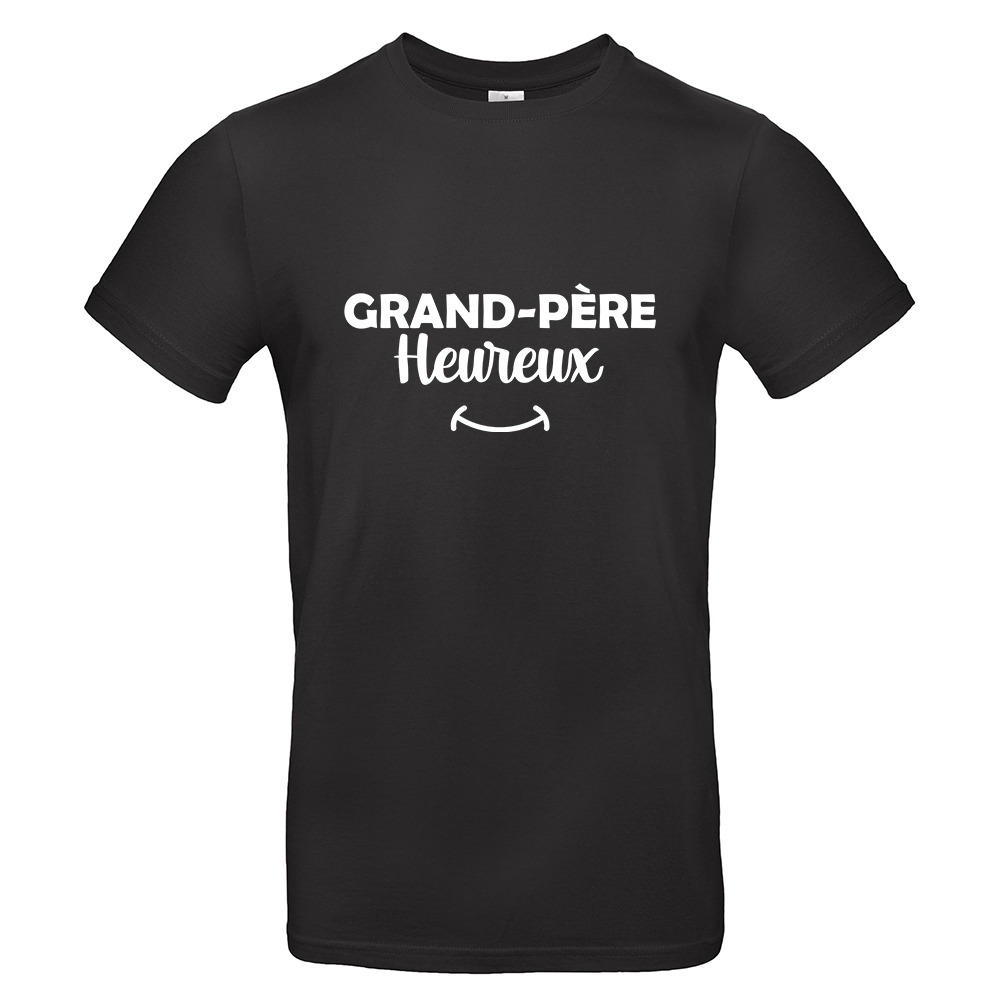 T-shirt grand-père heureux noir