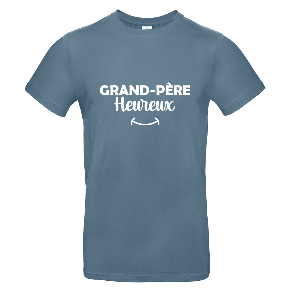 T-shirt grand-père heureux bleu 