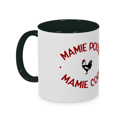 Mug noir Mamie Poule Mamie Cool