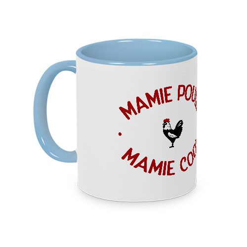 Mug bleu Mamie Poule Mamie Cool