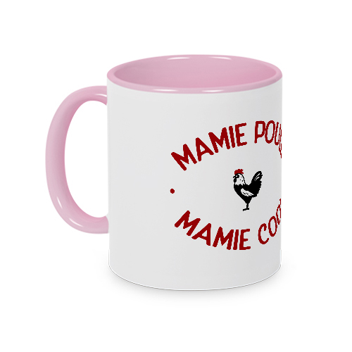 Mug rose Mamie Poule Mamie Cool