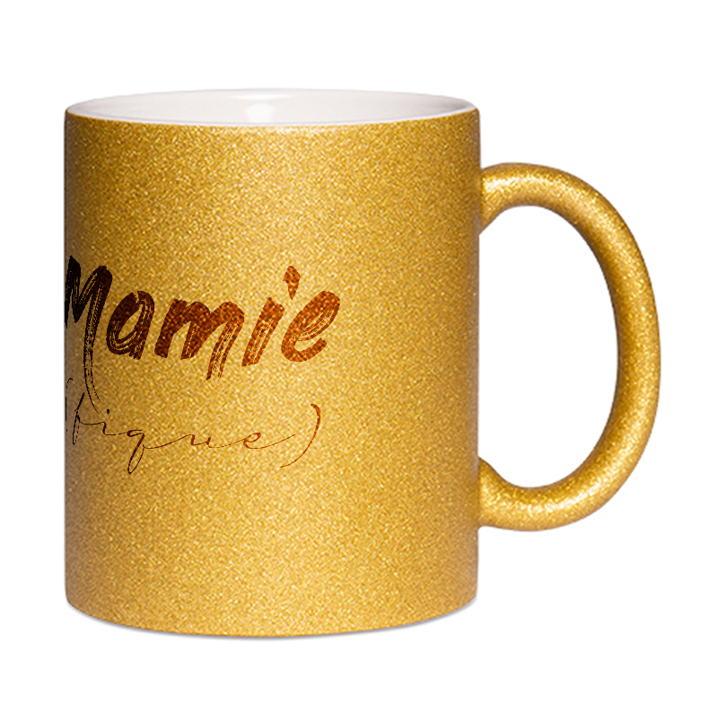 Mug à paillettes doré Mamie (fique)