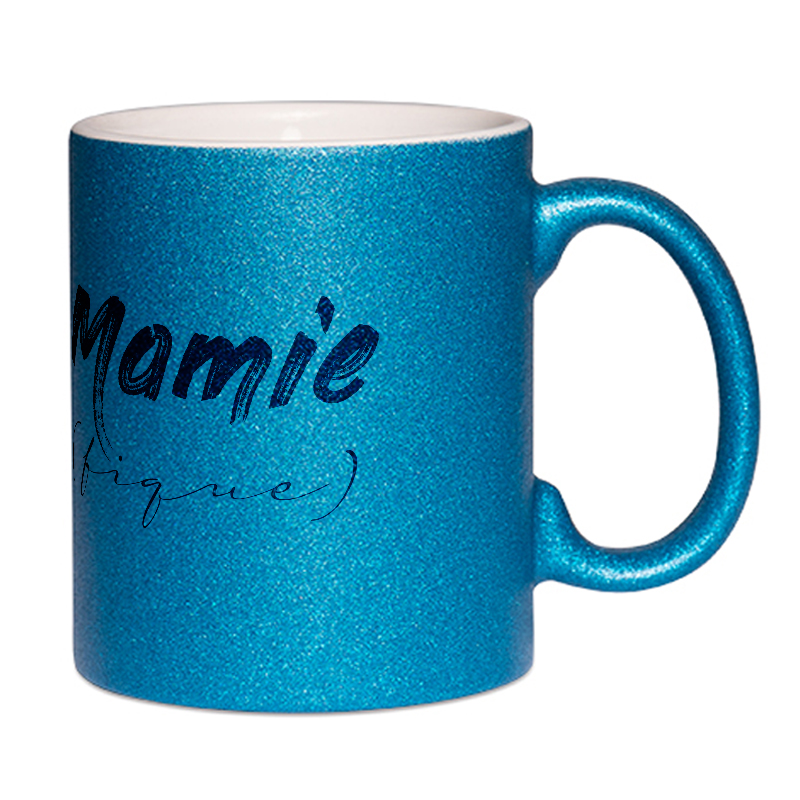 Mug à paillettes bleu Mamie (fique)