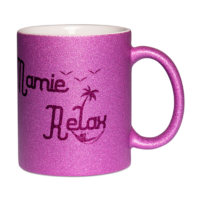Mug à paillettes violet Mamie Relax