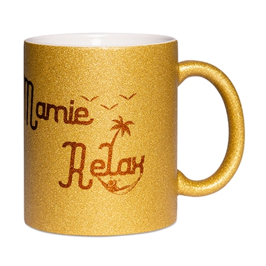 Mug à paillettes doré Mamie Relax Mug à paillettes doré Mamie Relax