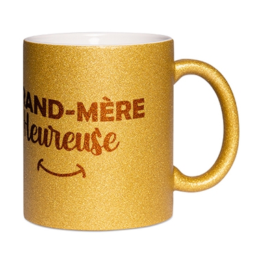 Mug à paillettes doré Mamie heureuse Mug à paillettes doré Mamie heureuse