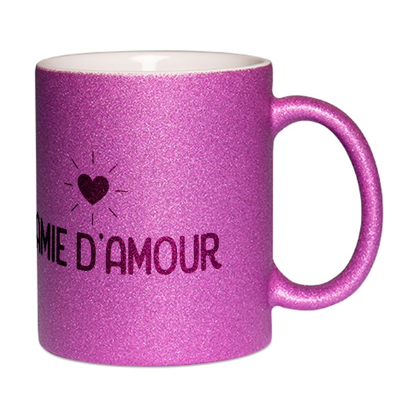 Mug à paillettes violet Mamie d'amour
