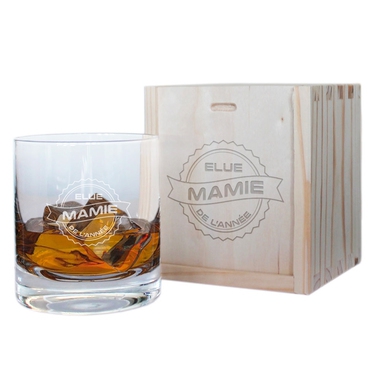 Verre à whisky et son coffret Mamie de l'année Verre à whisky et son coffret Mamie de l'année