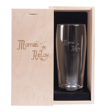 Verre à bière et son coffret Mamie Relax Verre à bière et son coffret Mamie Relax