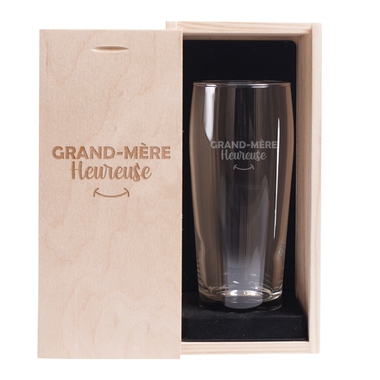 Verre à bière et son coffret Mamie heureuse Verre à bière et son coffret Mamie heureuse