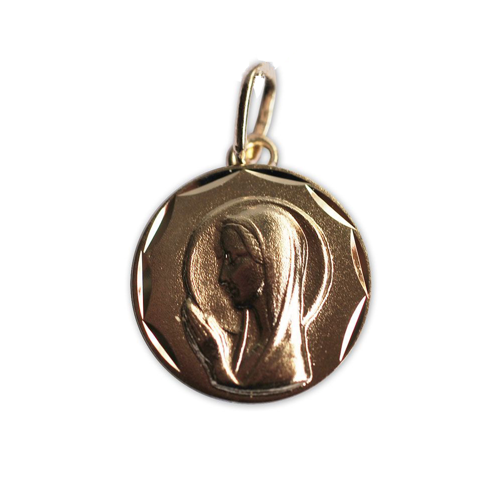 Médaille de baptême Vierge Marie plaqué or personnalisée